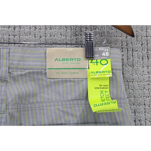Alberto Golf Pants By Alex Cejka Mens Size 48 Gray Striped Stretch Fit NWT - Picture 6 of 9